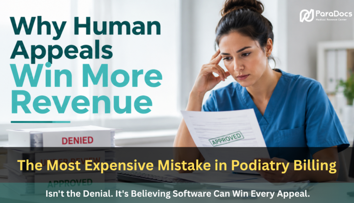 The Most Expensive Mistake in Podiatry Billing Isn't the Denial. It's Believing Software Can Win Every Appeal. - Paradocs MRC Blog Featured IMG